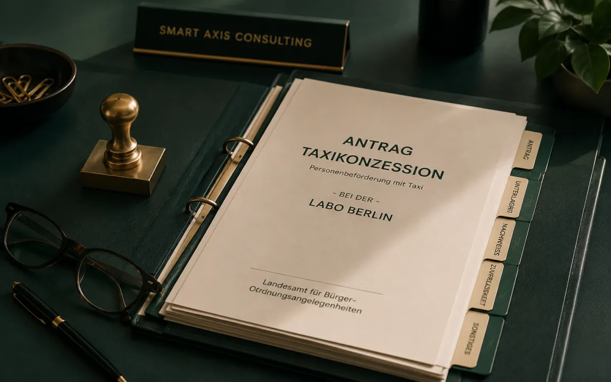 Antrag auf Taxikonzession beim LABO Berlin – Aktenordner von Smart Axis Consulting